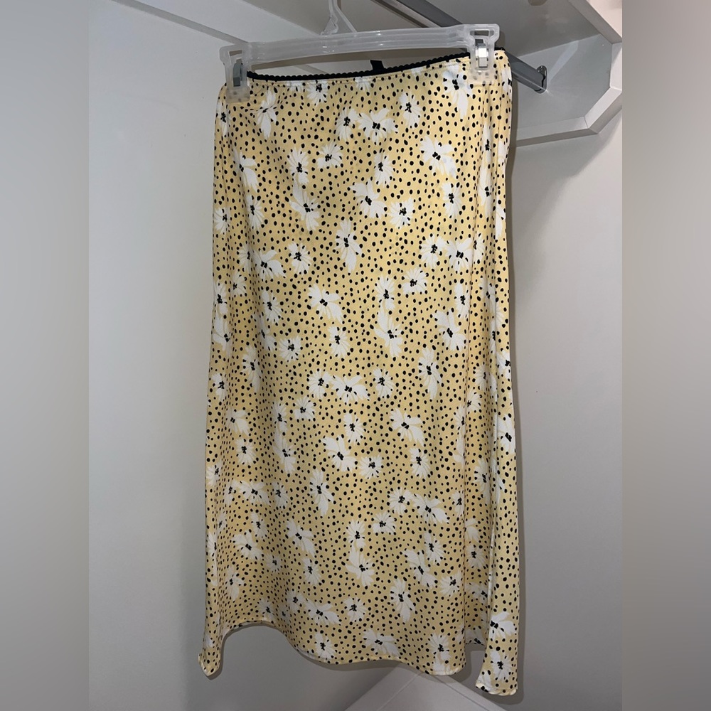 Yellow floral, midi skirt